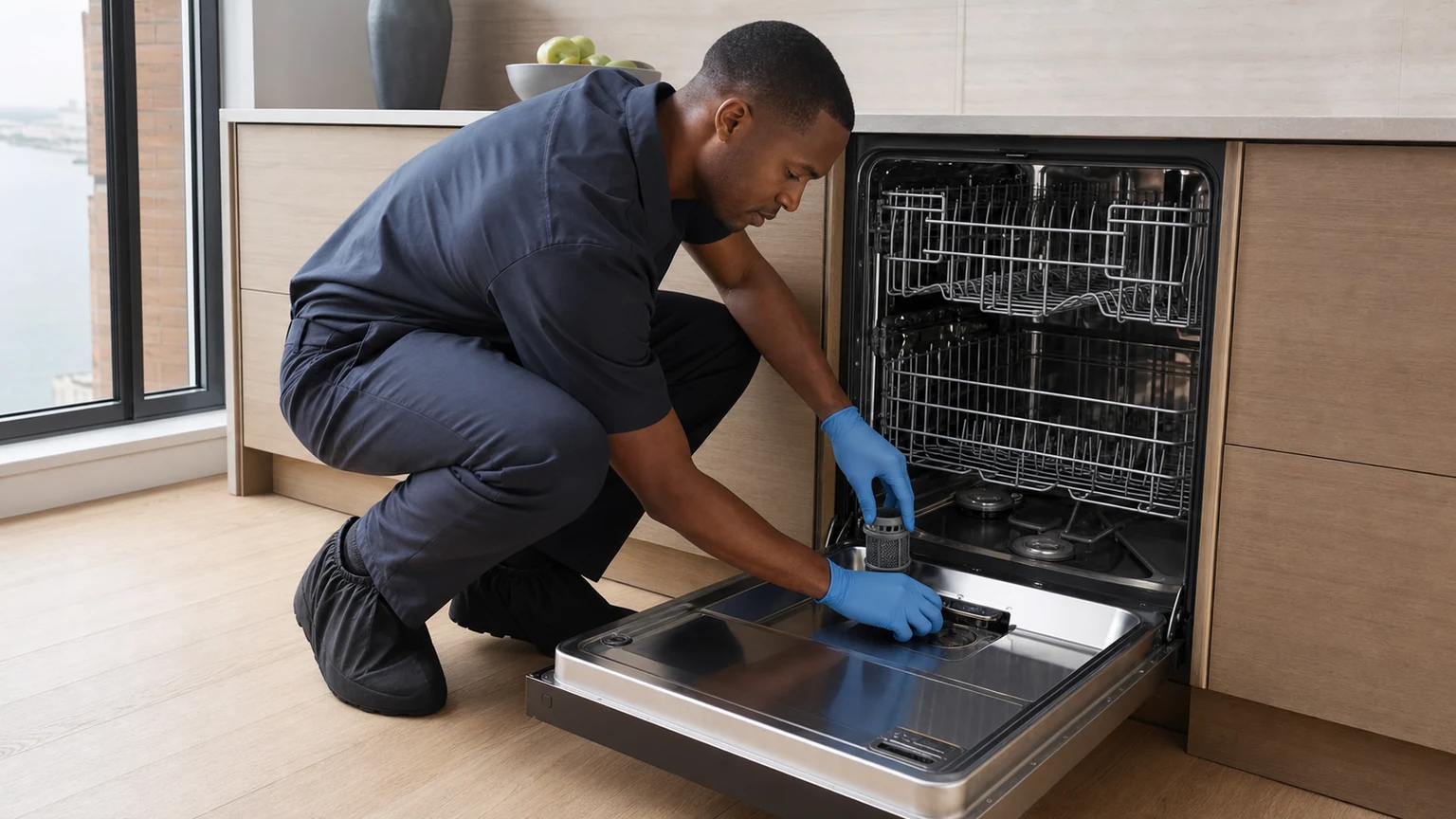 Panel-ready dishwasher diagnostic visit in Sutton Place